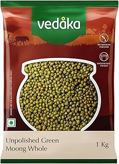 Amazon Brand - Vedaka Unpolished Green Moong Dal | Whole | 1 Kg | Popular Green Moong Dal | Naturally Rich in Protein | Naturally Cholesterol Free