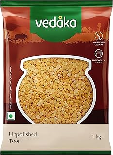 Amazon Brand - Vedaka Popular Unpolished Toor Dal | 1 Kg Pack | Naturally Rich Source Of Protein | Naturally Cholesterol-Free